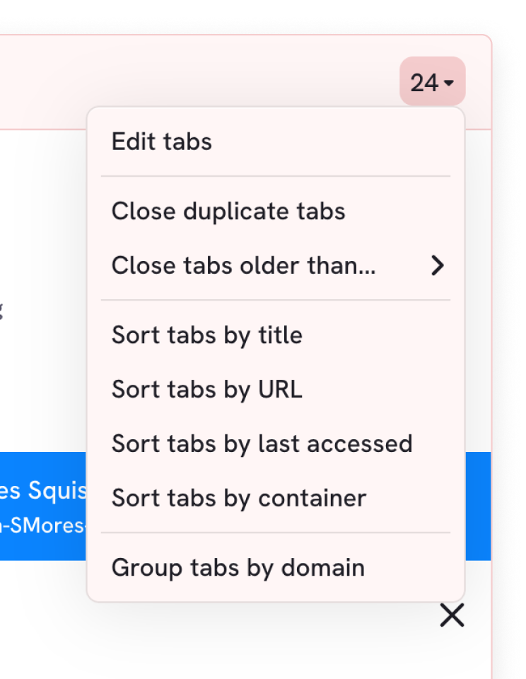Menu with bulk operations