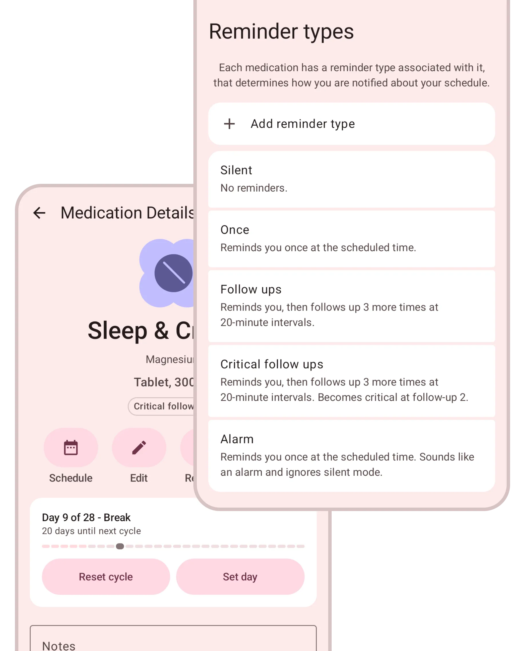 Notification type configuration